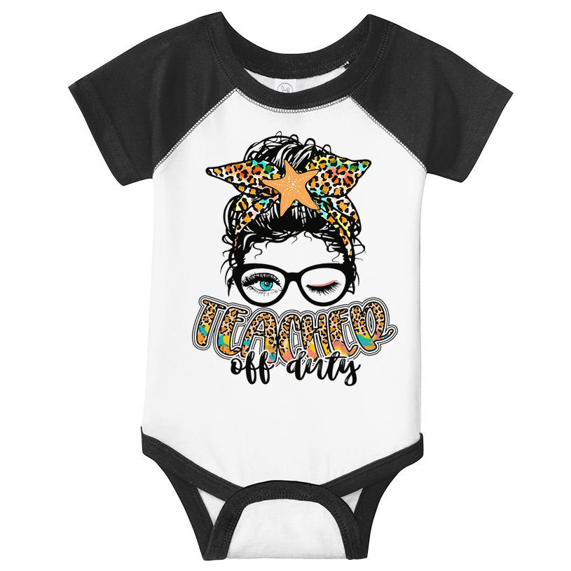 Messy Bun Summer Teacher Off Duty Leopard Infant Baby Jersey Bodysuit