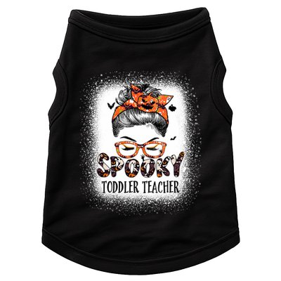 Messy Bun Spooky Teacher Bleached Halloween Bat Doggie Tank