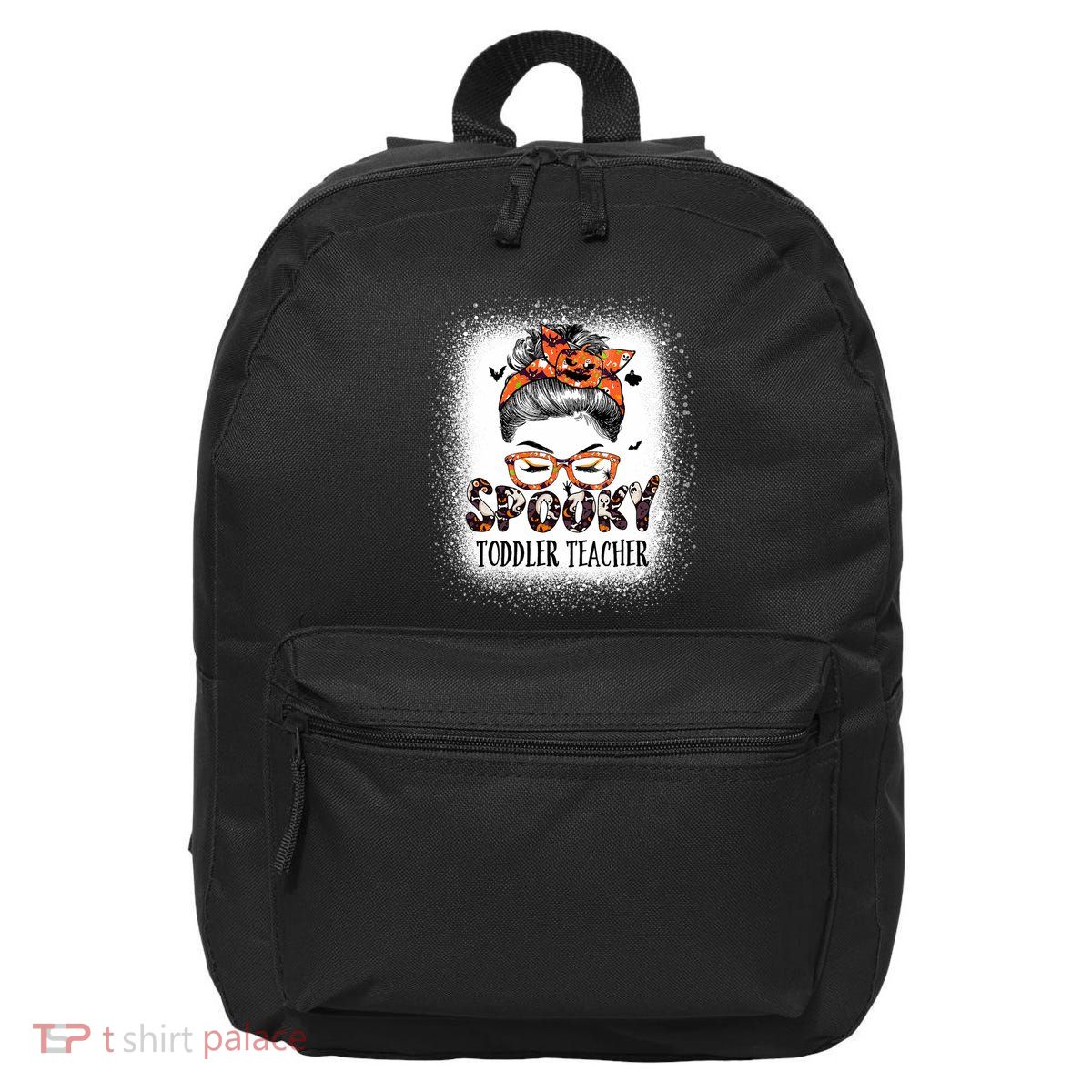 Messy Bun Spooky Teacher Bleached Halloween Bat 16 in Basic Backpack