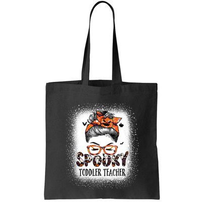 Messy Bun Spooky Teacher Bleached Halloween Bat Bag