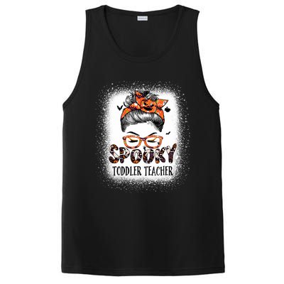 Messy Bun Spooky Teacher Bleached Halloween Bat PosiCharge Competitor Tank