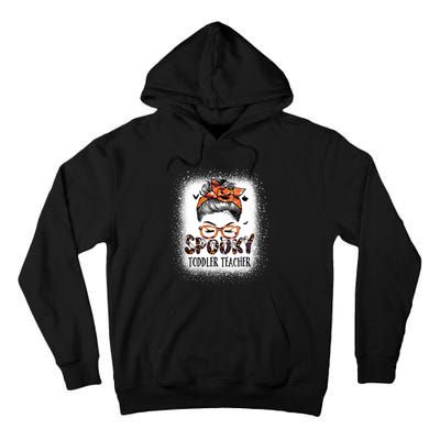 Messy Bun Spooky Teacher Bleached Halloween Bat Tall Hoodie