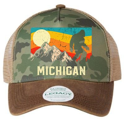 Michigan Bigfoot Sasquatch Mountains Retro Hiking Legacy Tie Dye Trucker Hat