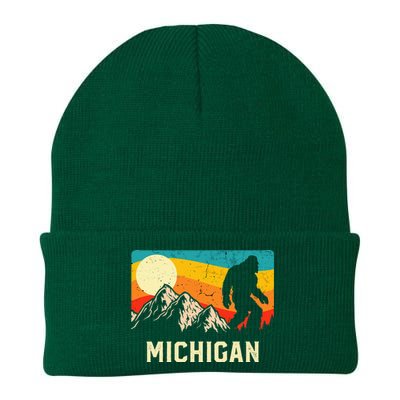 Michigan Bigfoot Sasquatch Mountains Retro Hiking Knit Cap Winter Beanie