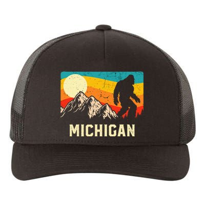 Michigan Bigfoot Sasquatch Mountains Retro Hiking Yupoong Adult 5-Panel Trucker Hat