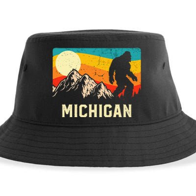 Michigan Bigfoot Sasquatch Mountains Retro Hiking Sustainable Bucket Hat