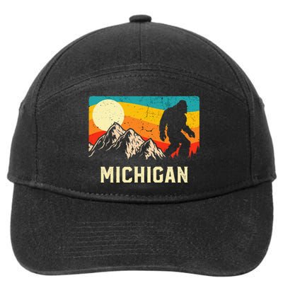 Michigan Bigfoot Sasquatch Mountains Retro Hiking 7-Panel Snapback Hat