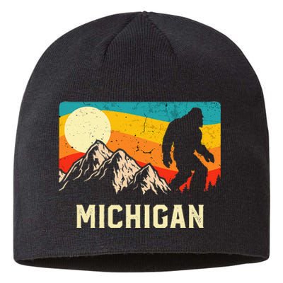 Michigan Bigfoot Sasquatch Mountains Retro Hiking Sustainable Beanie