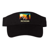 Michigan Bigfoot Sasquatch Mountains Retro Hiking Valucap Bio-Washed Visor