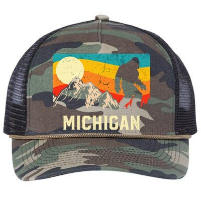 Michigan Bigfoot Sasquatch Mountains Retro Hiking Retro Rope Trucker Hat Cap