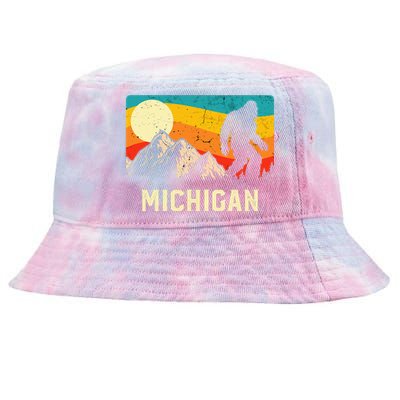 Michigan Bigfoot Sasquatch Mountains Retro Hiking Tie-Dyed Bucket Hat