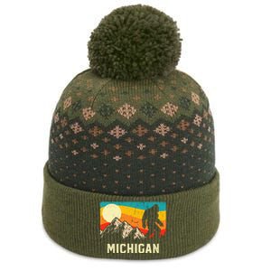 Michigan Bigfoot Sasquatch Mountains Retro Hiking The Baniff Cuffed Pom Beanie