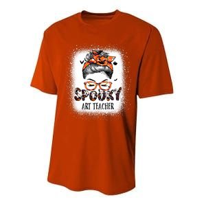 Messy Bun Spooky Art Teacher Bleached Halloween Pumpkin Performance Sprint T-Shirt