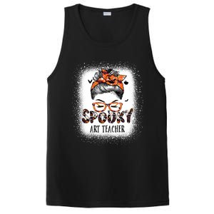 Messy Bun Spooky Art Teacher Bleached Halloween Pumpkin PosiCharge Competitor Tank