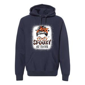 Messy Bun Spooky Art Teacher Bleached Halloween Pumpkin Premium Hoodie