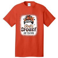 Messy Bun Spooky Art Teacher Bleached Halloween Pumpkin Tall T-Shirt