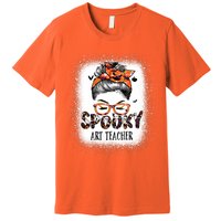 Messy Bun Spooky Art Teacher Bleached Halloween Pumpkin Premium T-Shirt