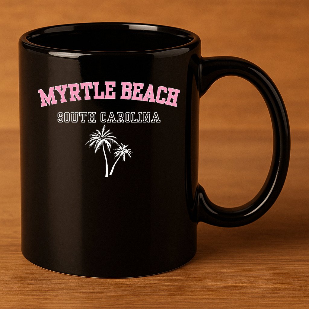 Myrtle Beach South Carolina Souvenir Palm Tree Holiday 11oz C Handle Ceramic Mug