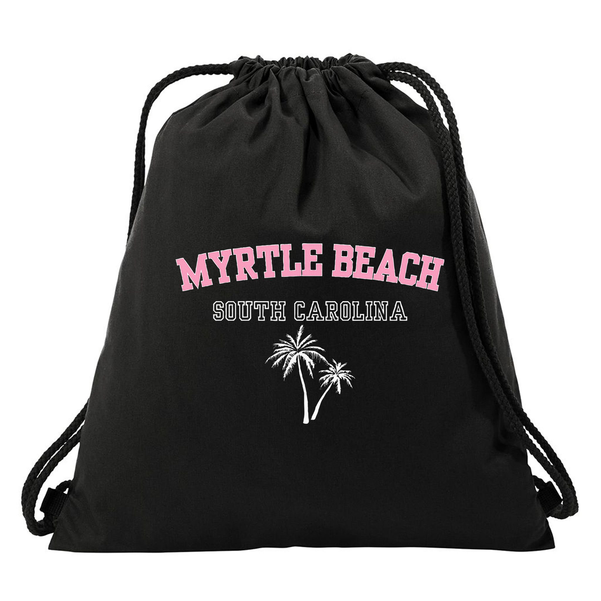 Myrtle Beach South Carolina Souvenir Palm Tree Holiday Drawstring Bag