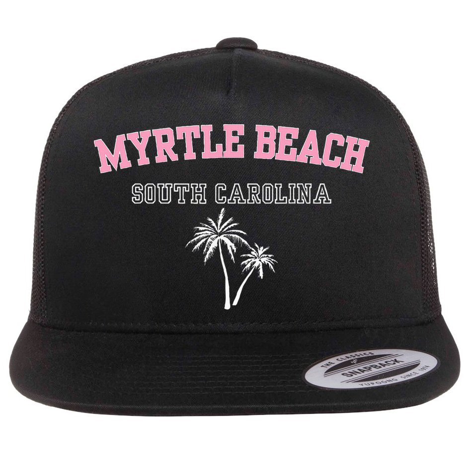 Myrtle Beach South Carolina Souvenir Palm Tree Holiday Flat Bill Trucker Hat