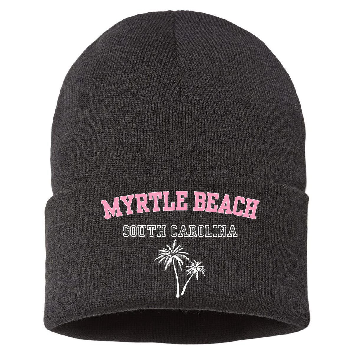 Myrtle Beach South Carolina Souvenir Palm Tree Holiday Sustainable Knit Beanie