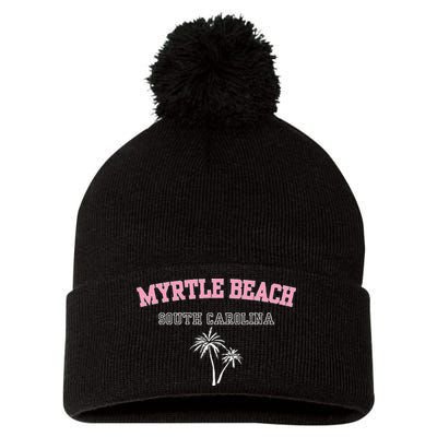 Myrtle Beach South Carolina Souvenir Palm Tree Holiday Pom Pom 12in Knit Beanie