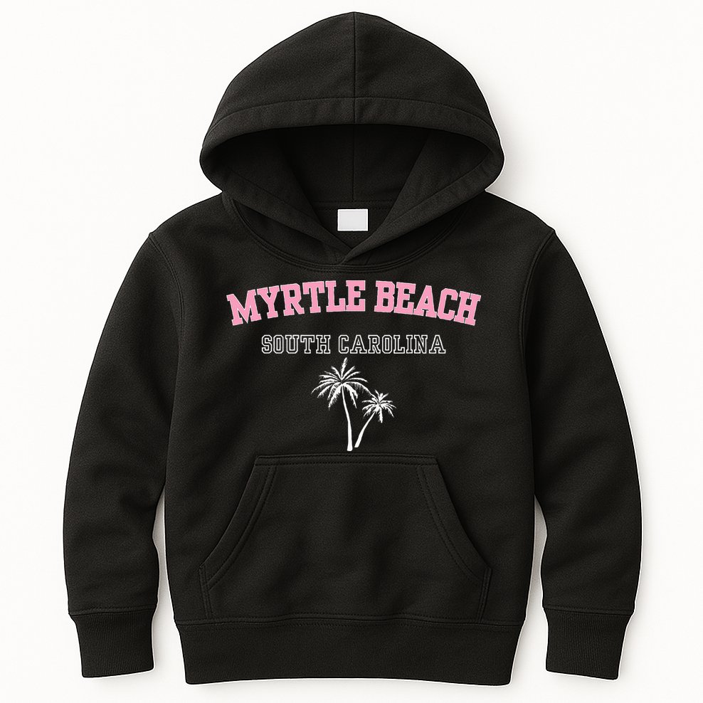 Myrtle Beach South Carolina Souvenir Palm Tree Holiday Kids Hoodie