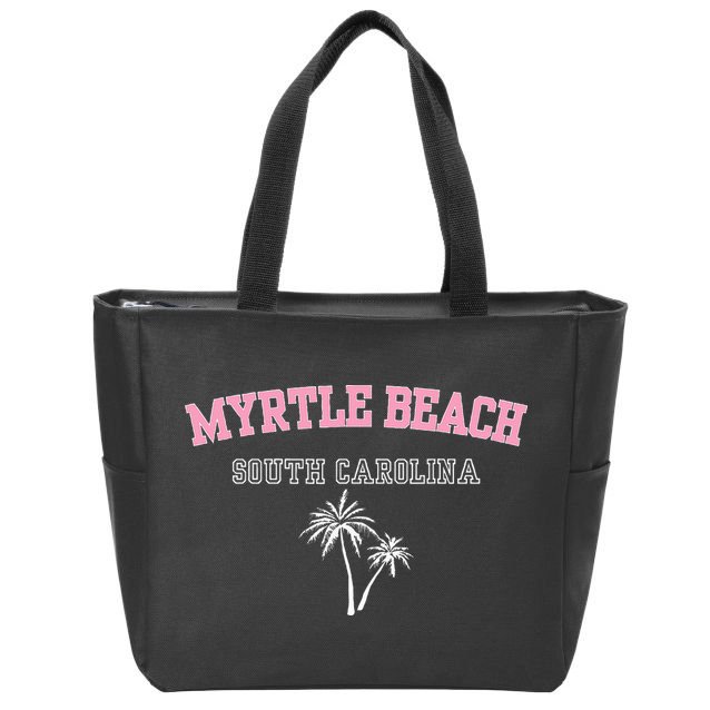Myrtle Beach South Carolina Souvenir Palm Tree Holiday Zip Tote Bag