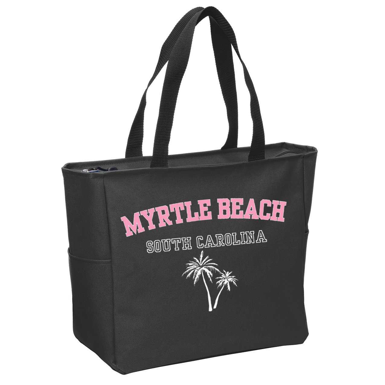 Myrtle Beach South Carolina Souvenir Palm Tree Holiday Zip Tote Bag