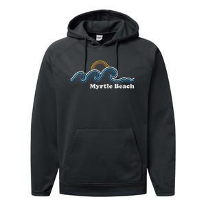 Myrtle Beach South Carolina Sc Sufing Waves Sunset Performance Fleece Hoodie