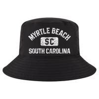 Myrtle Beach SC Gym Style Distressed White Print Cool Comfort Performance Bucket Hat
