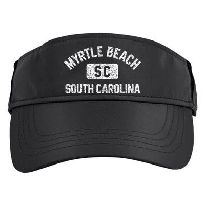 Myrtle Beach SC Gym Style Distressed White Print Adult Drive Performance Visor