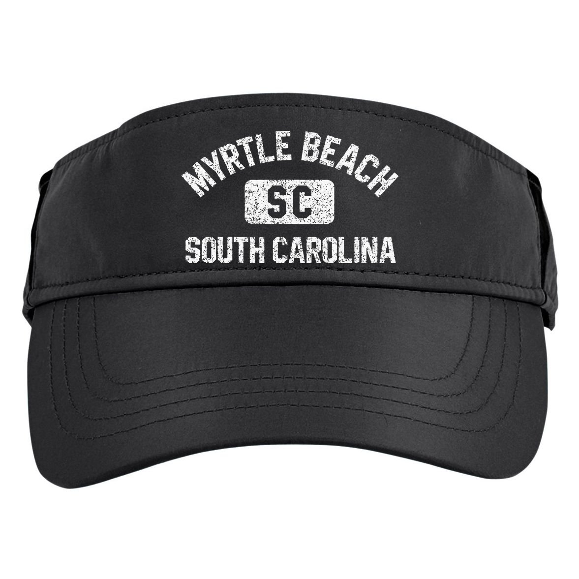 Myrtle Beach SC Gym Style Distressed White Print Adult Drive Performance Visor