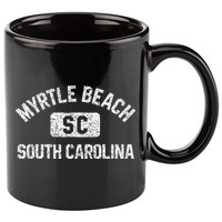 Myrtle Beach SC Gym Style Distressed White Print 11oz C Handle Ceramic Mug