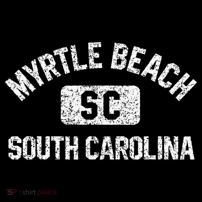 Myrtle Beach SC Gym Style Distressed White Print Premium T-Shirt