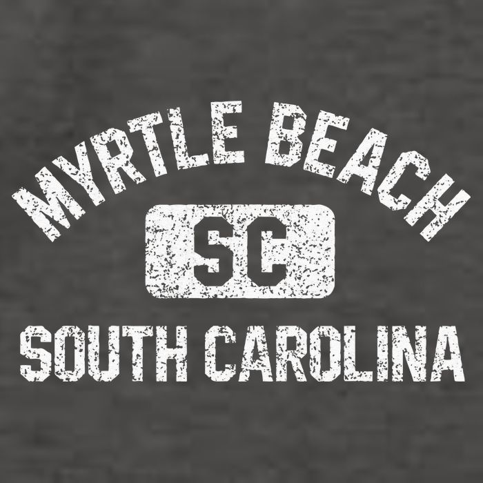 Myrtle Beach SC Gym Style Distressed White Print Vector Backpack