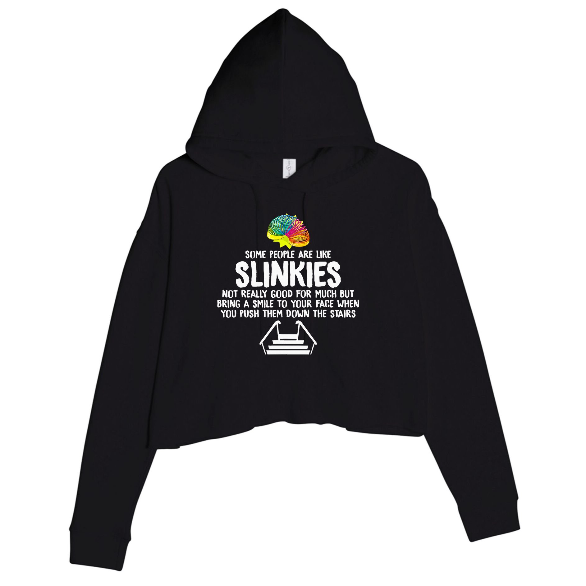 Mondello Black Slinkies Crop Fleece Hoodie