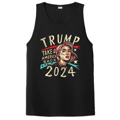 Messy Bun Support Trump 2024 Flag Take America Back PosiCharge Competitor Tank