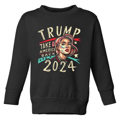 Messy Bun Support Trump 2024 Flag Take America Back Toddler Sweatshirt