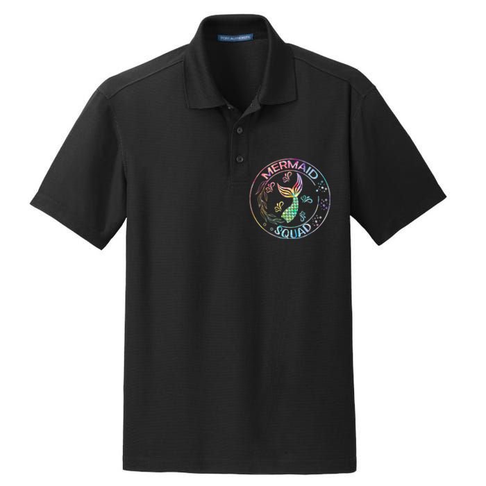 Mermaid Birthday Squad Party Matching Family Mermaid Lovers Dry Zone Grid Polo