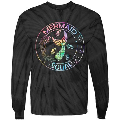 Mermaid Birthday Squad Party Matching Family Mermaid Lovers Tie-Dye Long Sleeve Shirt