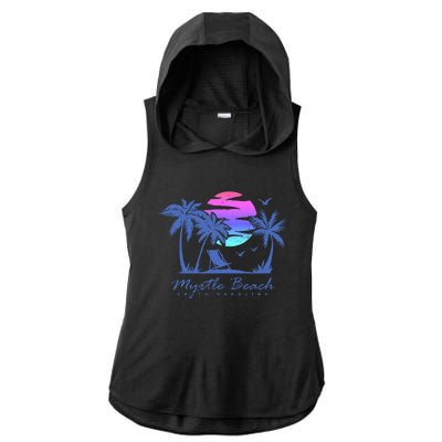 Myrtle Beach South Carolina Vacation Ladies PosiCharge Tri-Blend Wicking Draft Hoodie Tank