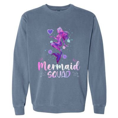 Mermaid Birthday Squad Party Women Mermaid Halloween Garment-Dyed Sweatshirt