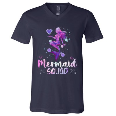 Mermaid Birthday Squad Party Women Mermaid Halloween V-Neck T-Shirt