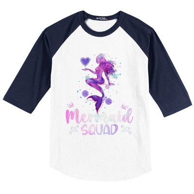 Mermaid Birthday Squad Party Women Mermaid Halloween Baseball Sleeve Shirt