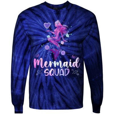 Mermaid Birthday Squad Party Women Mermaid Halloween Tie-Dye Long Sleeve Shirt