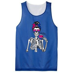 Messy Bun Skeleton Coffee Cup Bisexuality Flag Bisexual Lgbt Gift Mesh Reversible Basketball Jersey Tank