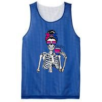 Messy Bun Skeleton Coffee Cup Bisexuality Flag Bisexual Lgbt Gift Mesh Reversible Basketball Jersey Tank