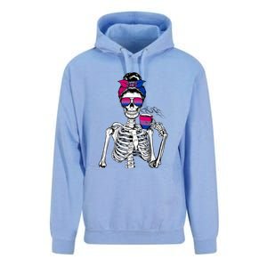 Messy Bun Skeleton Coffee Cup Bisexuality Flag Bisexual Lgbt Gift Unisex Surf Hoodie