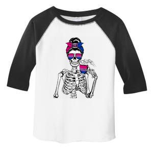 Messy Bun Skeleton Coffee Cup Bisexuality Flag Bisexual Lgbt Gift Toddler Fine Jersey T-Shirt